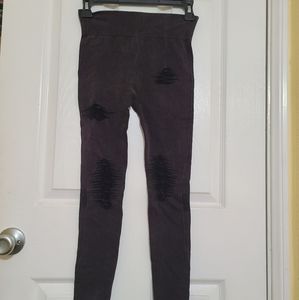 Purple distressed leggings